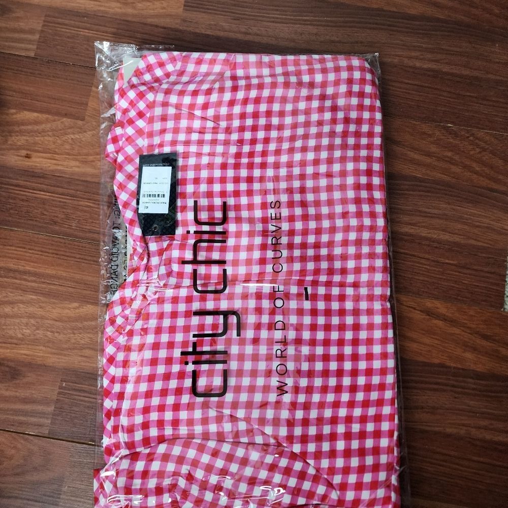 City Chic Pink Gingham Picnic Check Sleeveless Maxi Dress Size 12 NWT - Picture 3 of 4